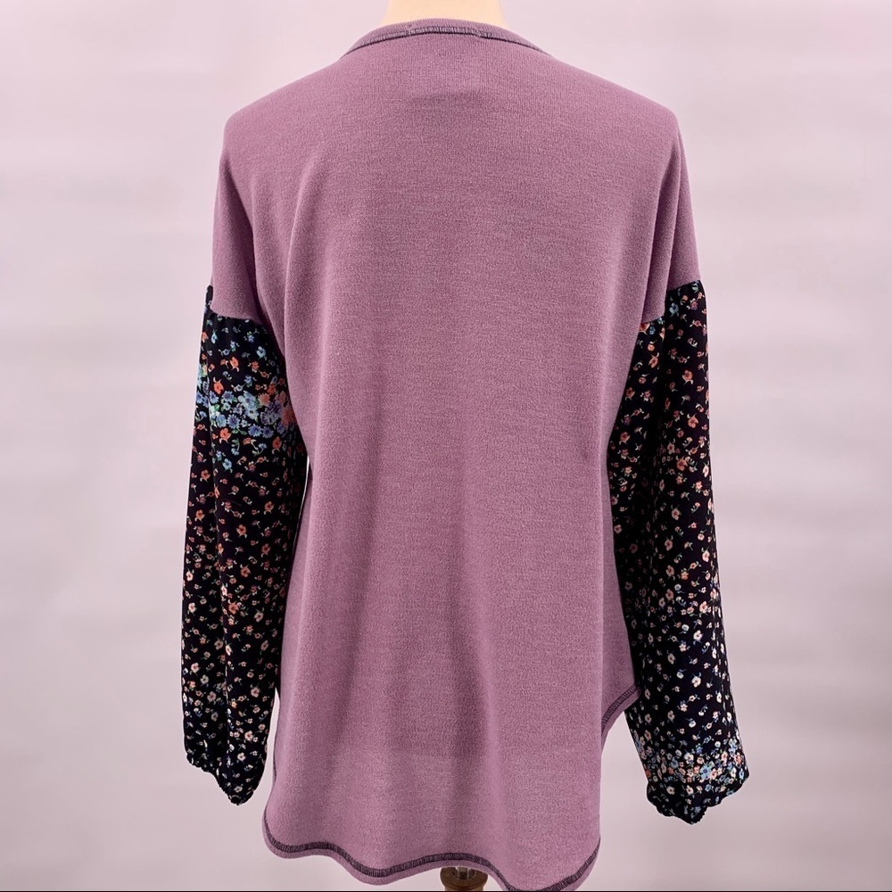 Twenty Second Mixed Material Baloon Sleeve Top Med - Picture 3 of 8